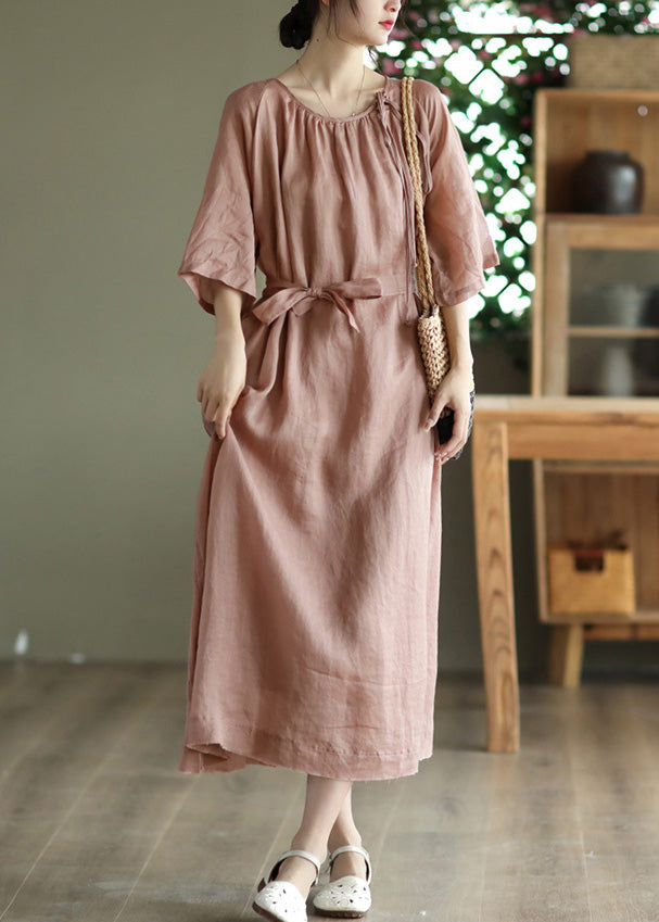 Novelty Pink Wrinkled Patchwork Maxi Dress Summer