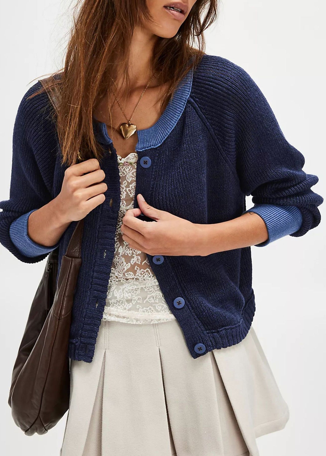Modern Coffee O Neck Button Knit Loose Cardigans Fall