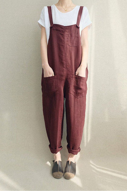 Linen Jumpsuits Overalls Pants With Pockets Linen Harem Pants