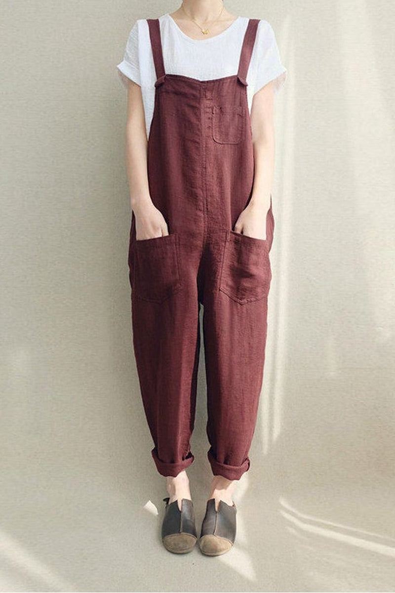 Linen Jumpsuits Overalls Pants With Pockets Linen Harem Pants
