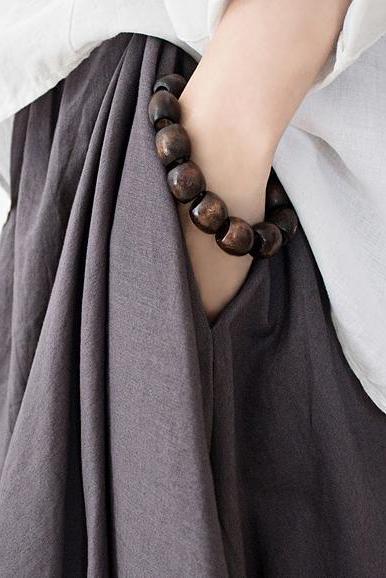 Cotton Wide Leg Pants Gray Trousers P4101