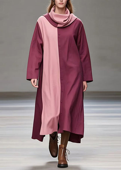 Colorblock Patchwork Low High Design Maxi Dresses Fall