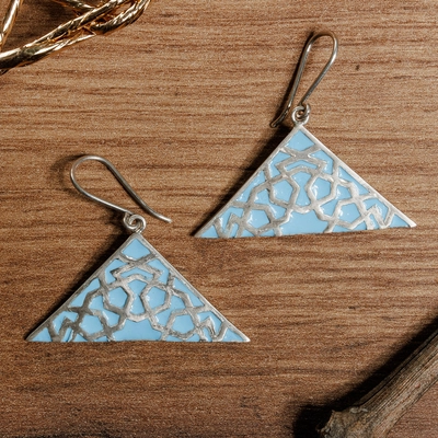 Blue Triangle Earrings