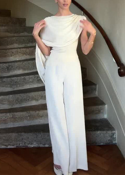 White Asymmetrical Slim Jumpsuits Summer