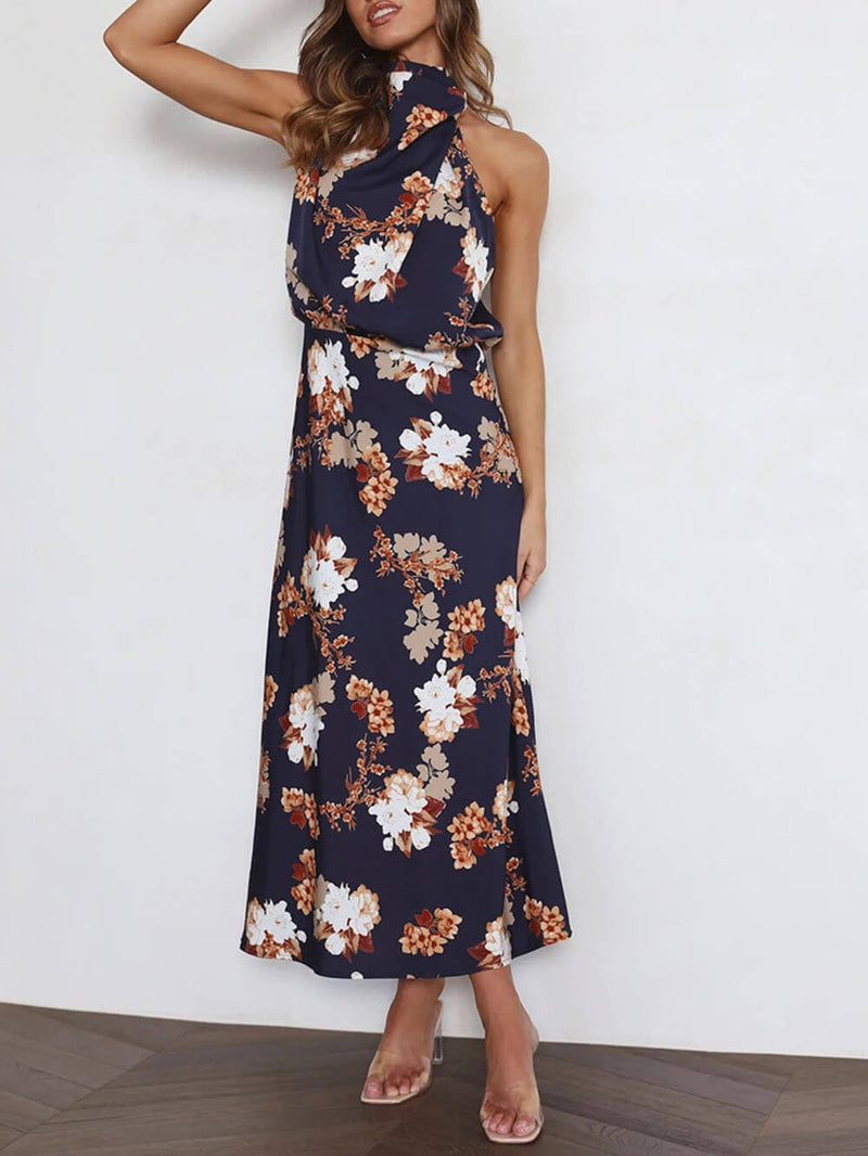 Halter Neck Elastic Waist Maxi Dress