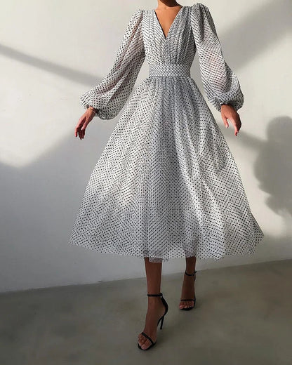 Dot Patchwork a Line Dresses