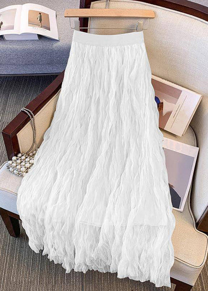 Black Wrinkled Tulle Skirts Summer