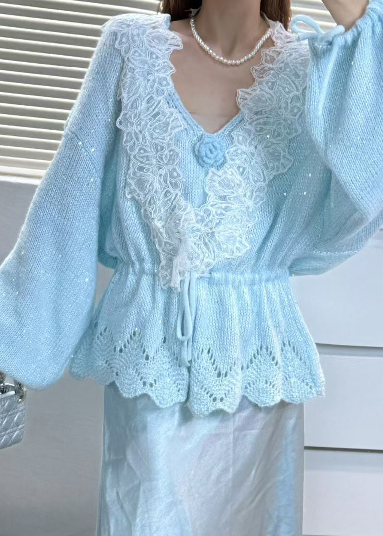 Italian Grey Cinched Patchwork Knit Sets 2 Pieces Fall