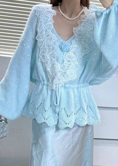 Italian Grey Cinched Patchwork Knit Sets 2 Pieces Fall