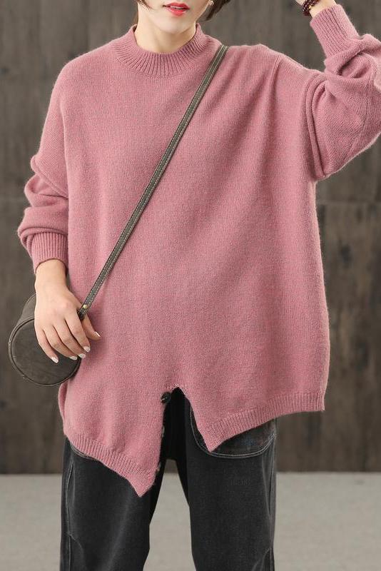 Knitted Button Split Hem Sweater