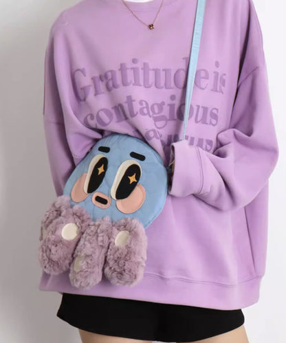 Octopus Shaped Fuzzy Fur Fluffy Message Bag