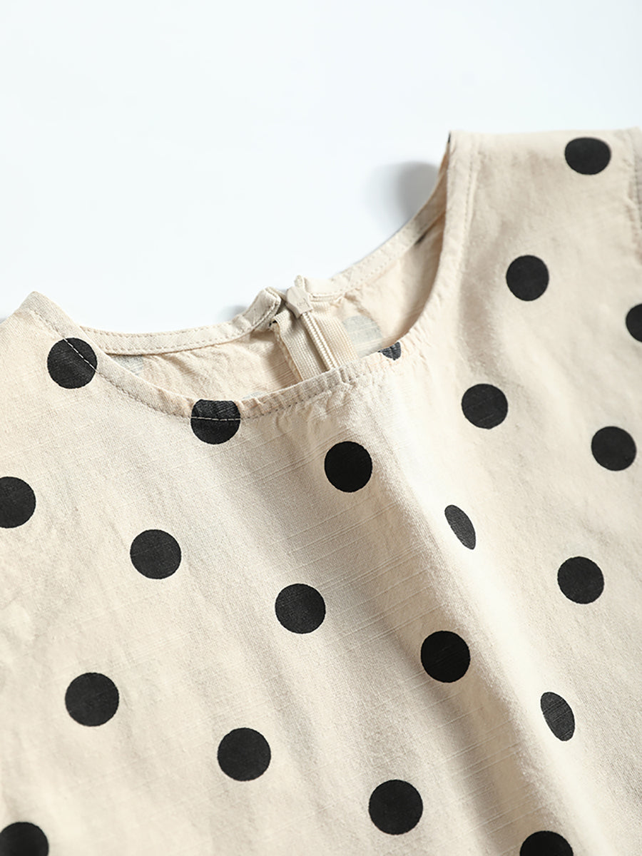 Dot Lacework Hem Loose Cotton Vest