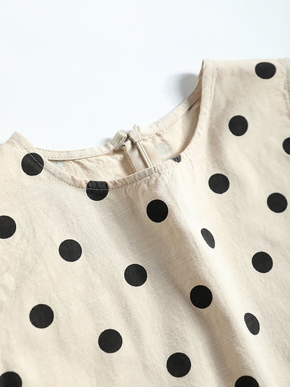 Dot Lacework Hem Loose Cotton Vest
