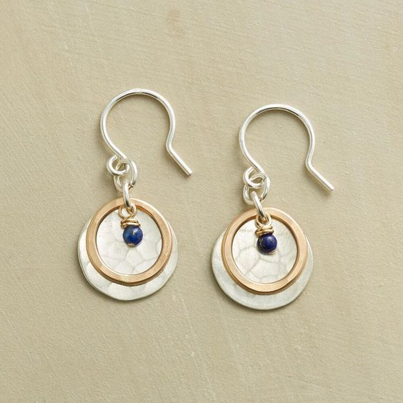 Blue Stone Gold & Silver Plated Earrings