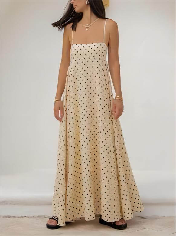 Sleeveless Geometric Print Halter Maxi Dress
