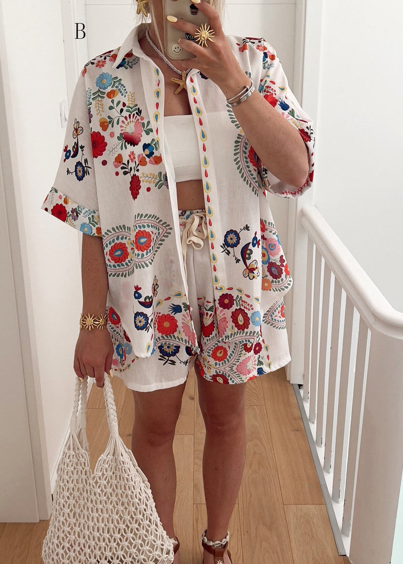 Print Top and Shorts Sets 2 Pieces Summer
