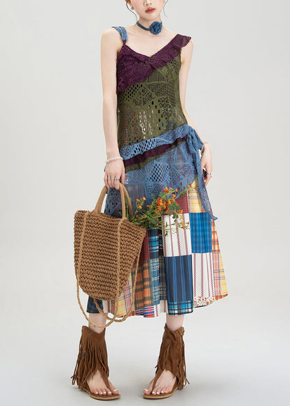 Hollow Knitted Asymmetrical Suspender and Skirt Set Summer
