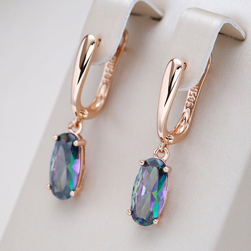 Blue Crystal Earrings in Gold