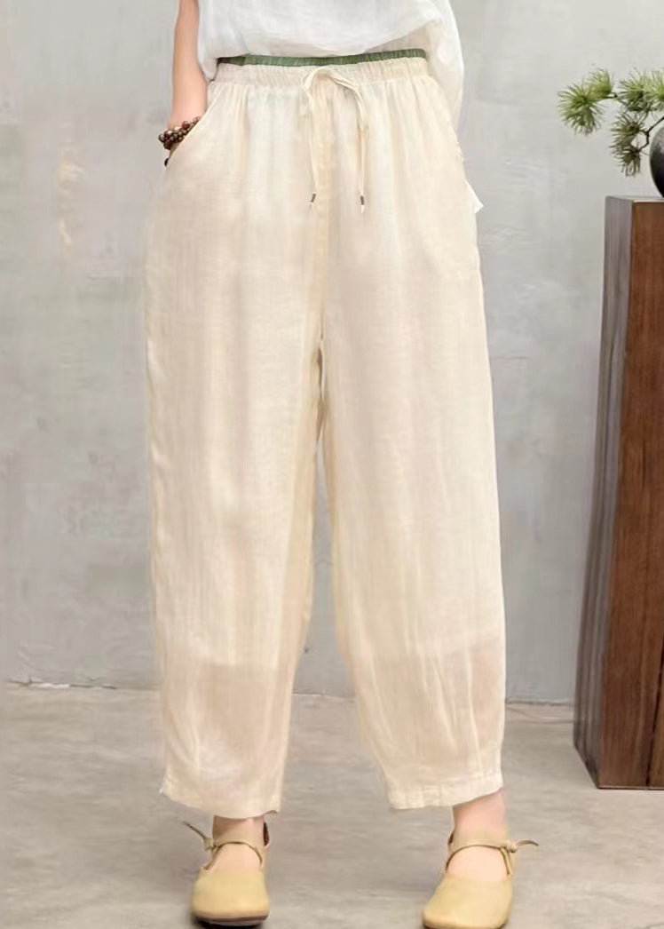 Simple Brown Oversized Linen Harem Pants Summer