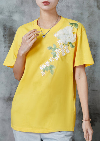 Yellow Cotton Beach Vest Embroideried Summer