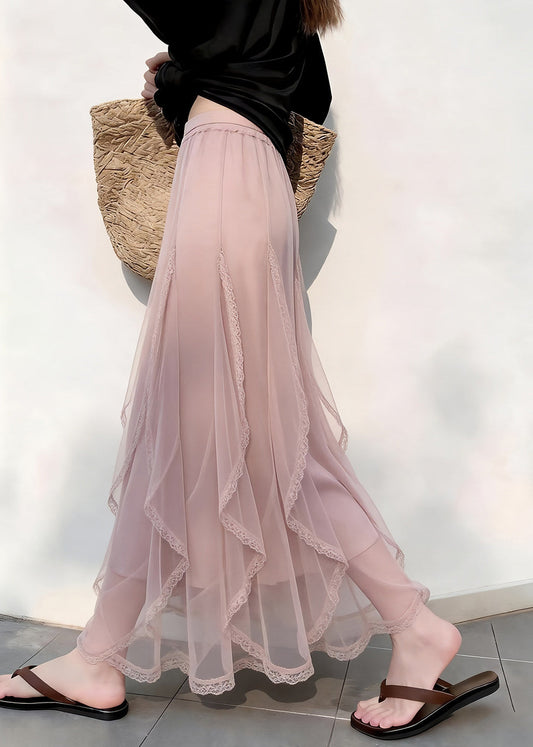 Pink Ruffled Tulle Holiday Skirt Summer