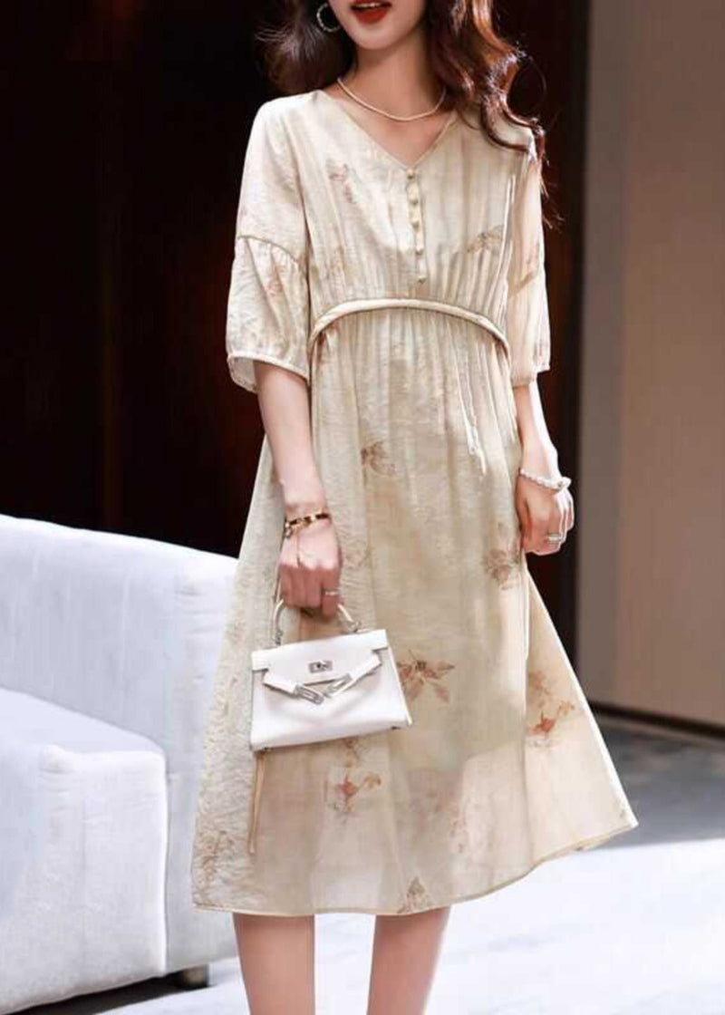 Apricot Print Patchwork Party Long Dress Summer