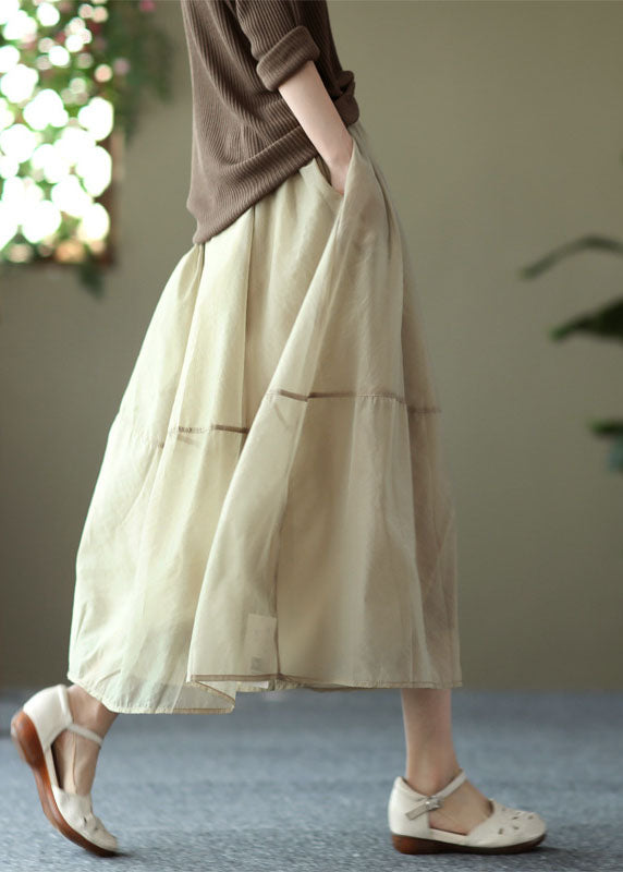 Milk Tea Color Pockets Tulle a Line Skirt Summer