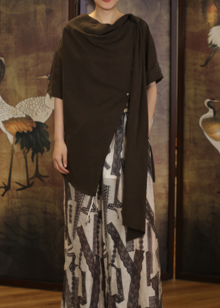 New White Asymmetrical Design Cotton Shirts Summer