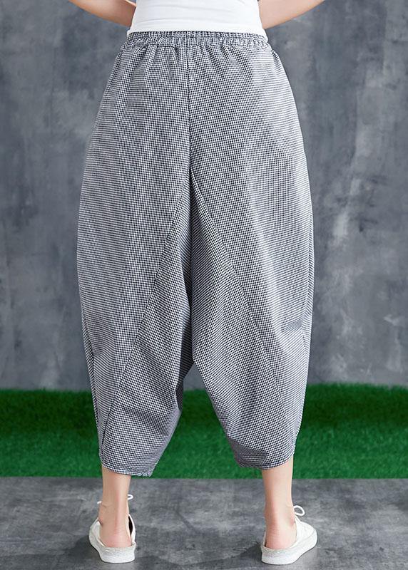 Summer Cotton Linen Plaid Loose Harlan Pants Pants