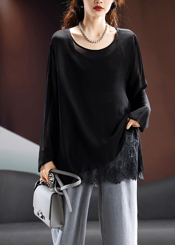 Mulberry O Neck Chiffon Upf 50+ Smock Tops Summer