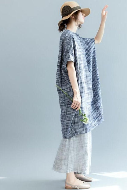 Summer Loose Bat Style Dress Linen Clothes for