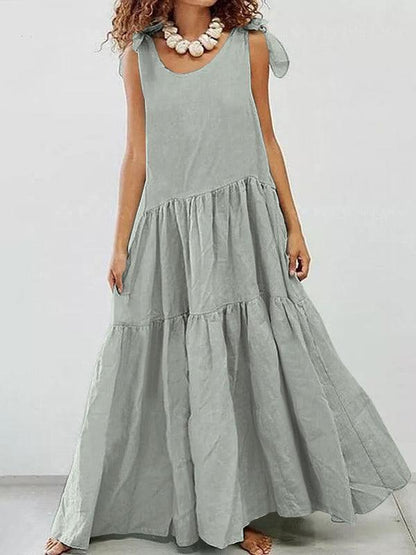 Linen Cotton Large Swing Sleeveless Loose Maxi Dress