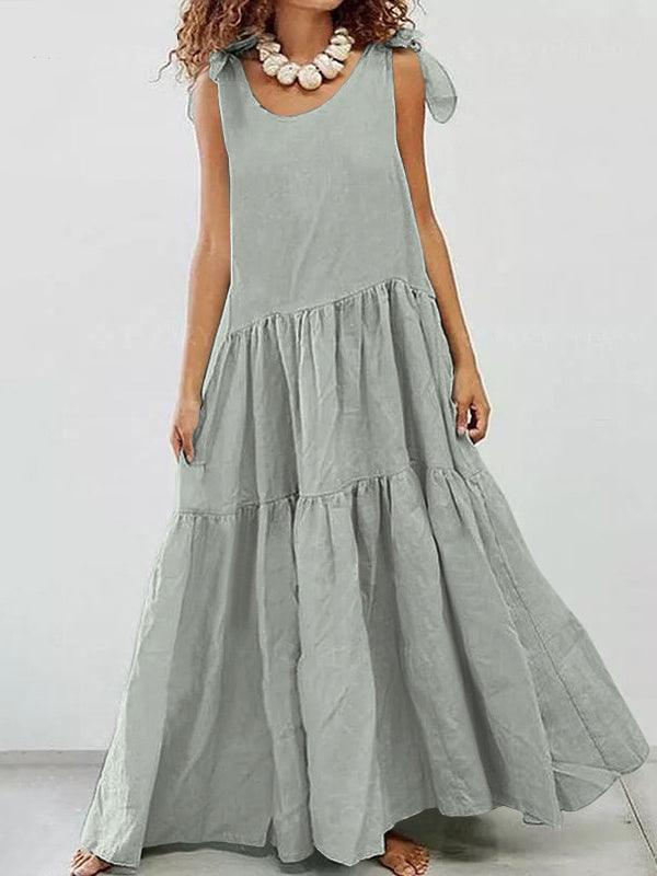 Linen Cotton Large Swing Sleeveless Loose Maxi Dress