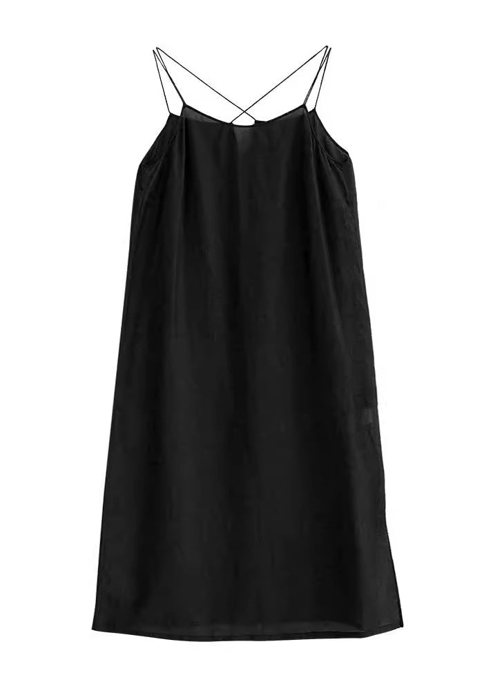 Original Design Dark Grey Cotton Spaghetti Strap Dress Summer