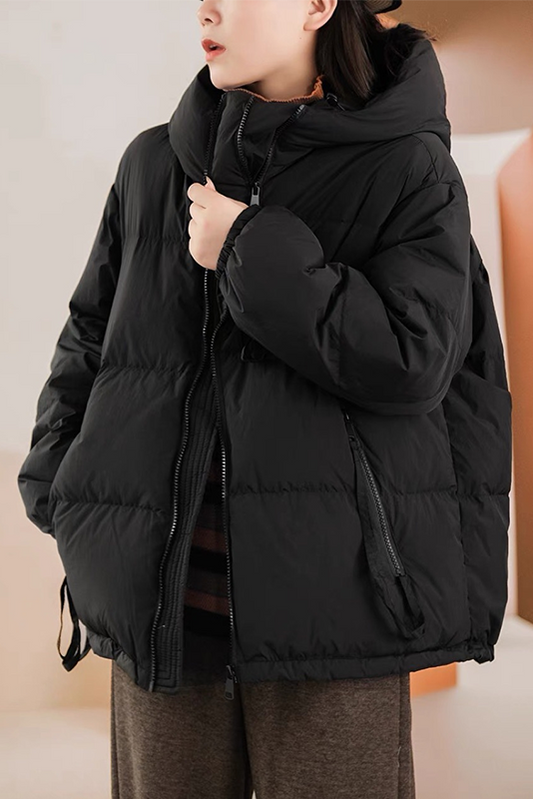 - Winter Color Hooded Short Down Jacket