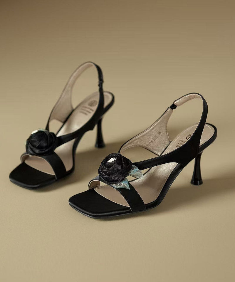 Black Splicing High Heel Sandals Peep Toe