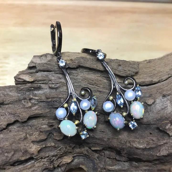 Blue Cosmic Stone Earrings