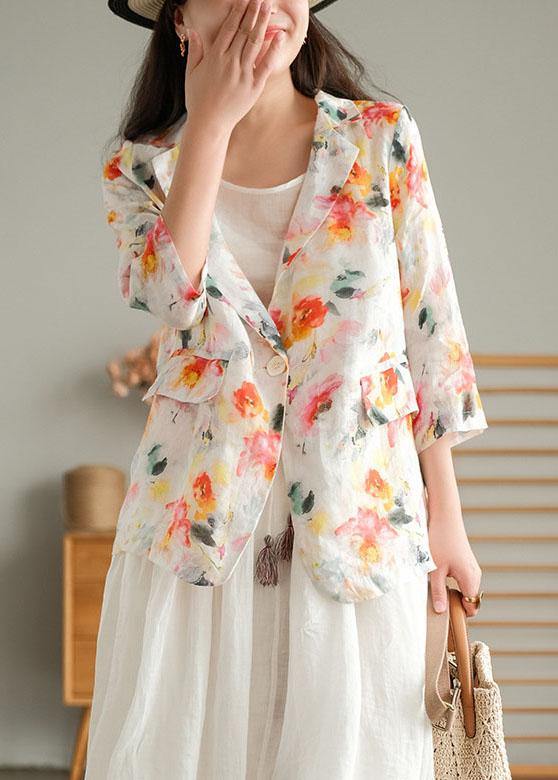 Print Pockets Summer Ramie Coat