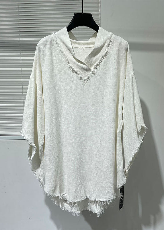 Original Asymmetrical Loose Linen T Shirt for Bat Sleeves