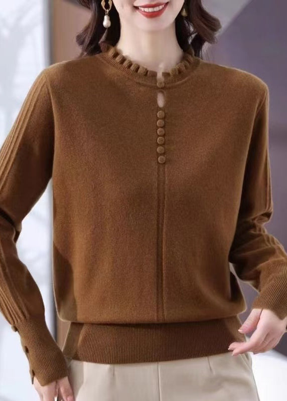Original Purple O-neck Knit Sweater Winter