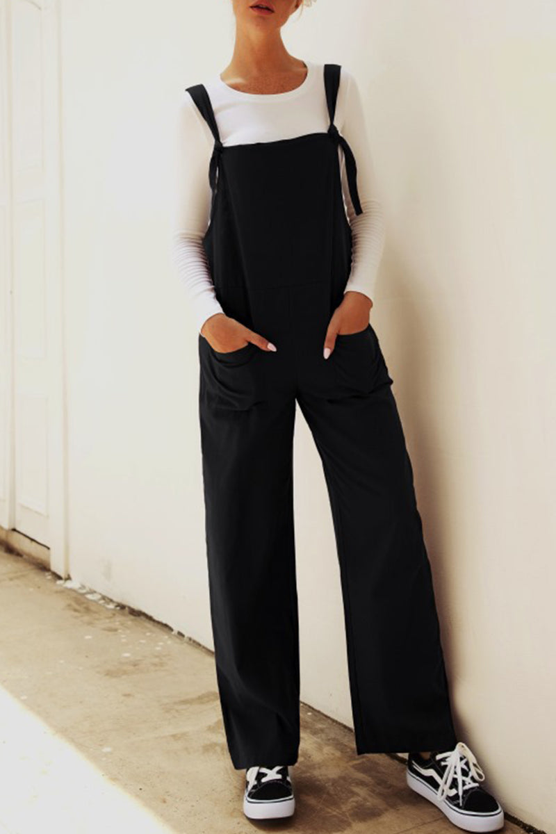 Make Old Patchwork Square Collar Loose Jumpsuits(5 Colors)
