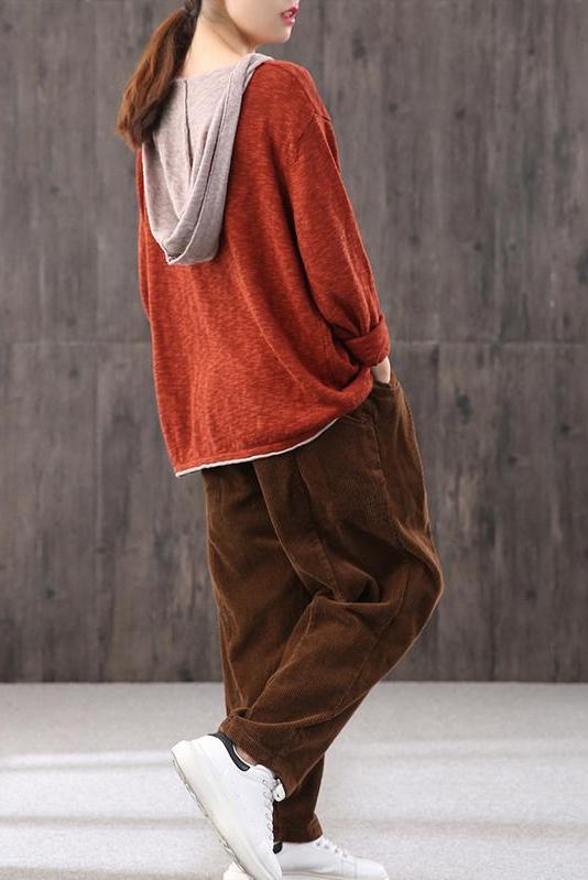 Color Contrasting Hooded Sweater