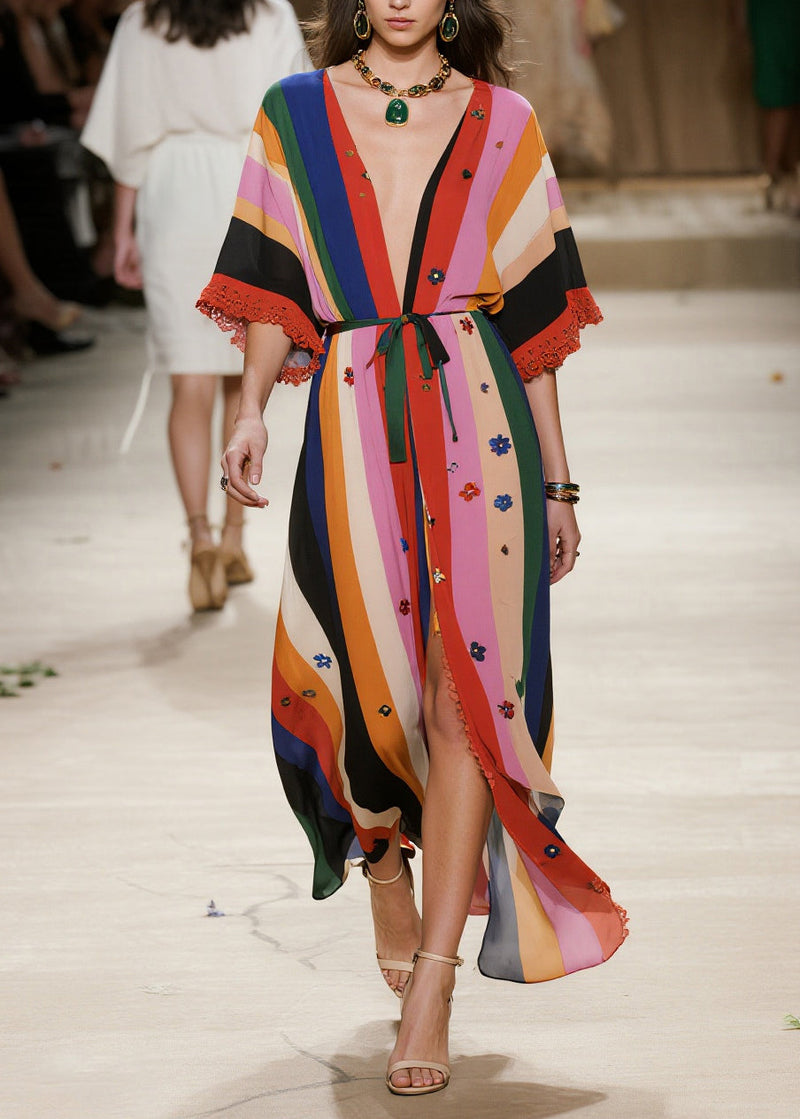 Colorblock Oversized Patchwork Flower Chiffon Cardigan Summer