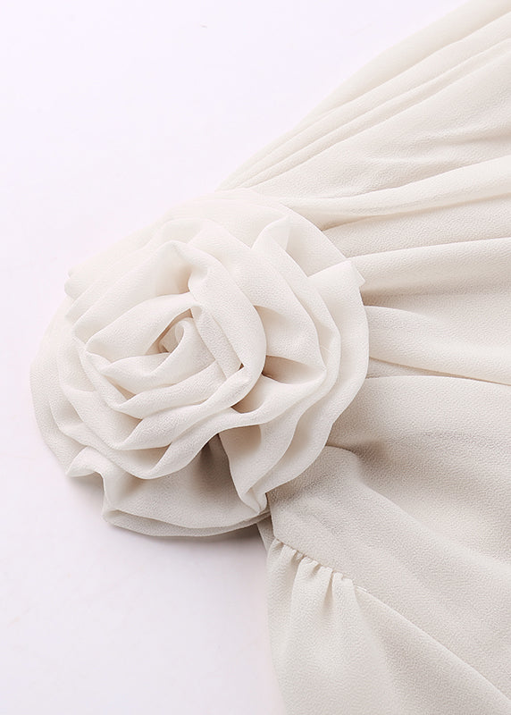 Brief Apricot One Shoulder Chiffon Top Spring