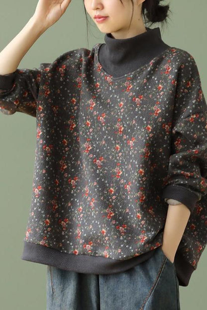 Limited Stock- Loose Print Turtleneck Blouse