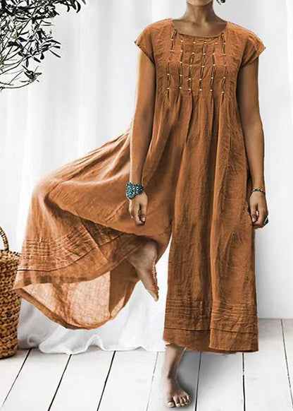 Dark Grey High Waist Cotton Jumpsuits Summer
