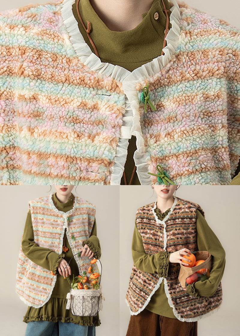 Green Pockets Faux Fur Waistcoat Winter