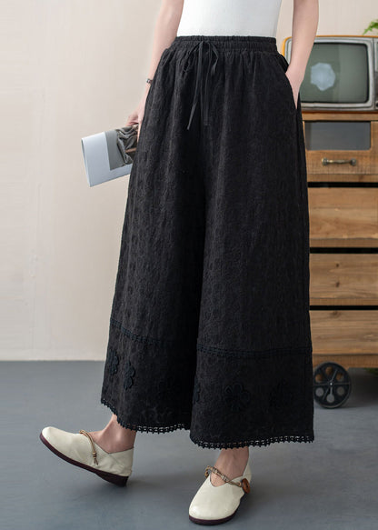 Diy White Embroidered Cotton Crop Pants Trousers Summer