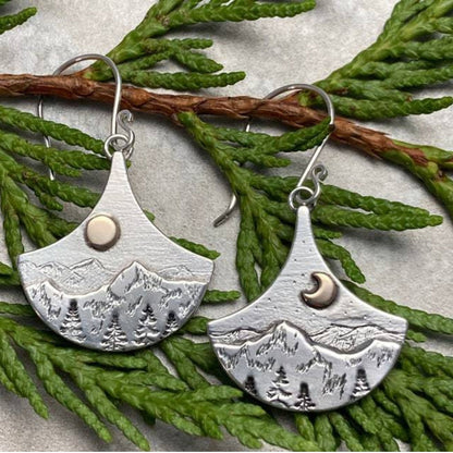 Sun and Moon of Natura Silver Earrings
