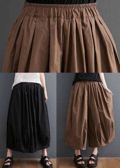 Modern Black High Waist Asymmetrical Design Summer Cotton Linen Pants